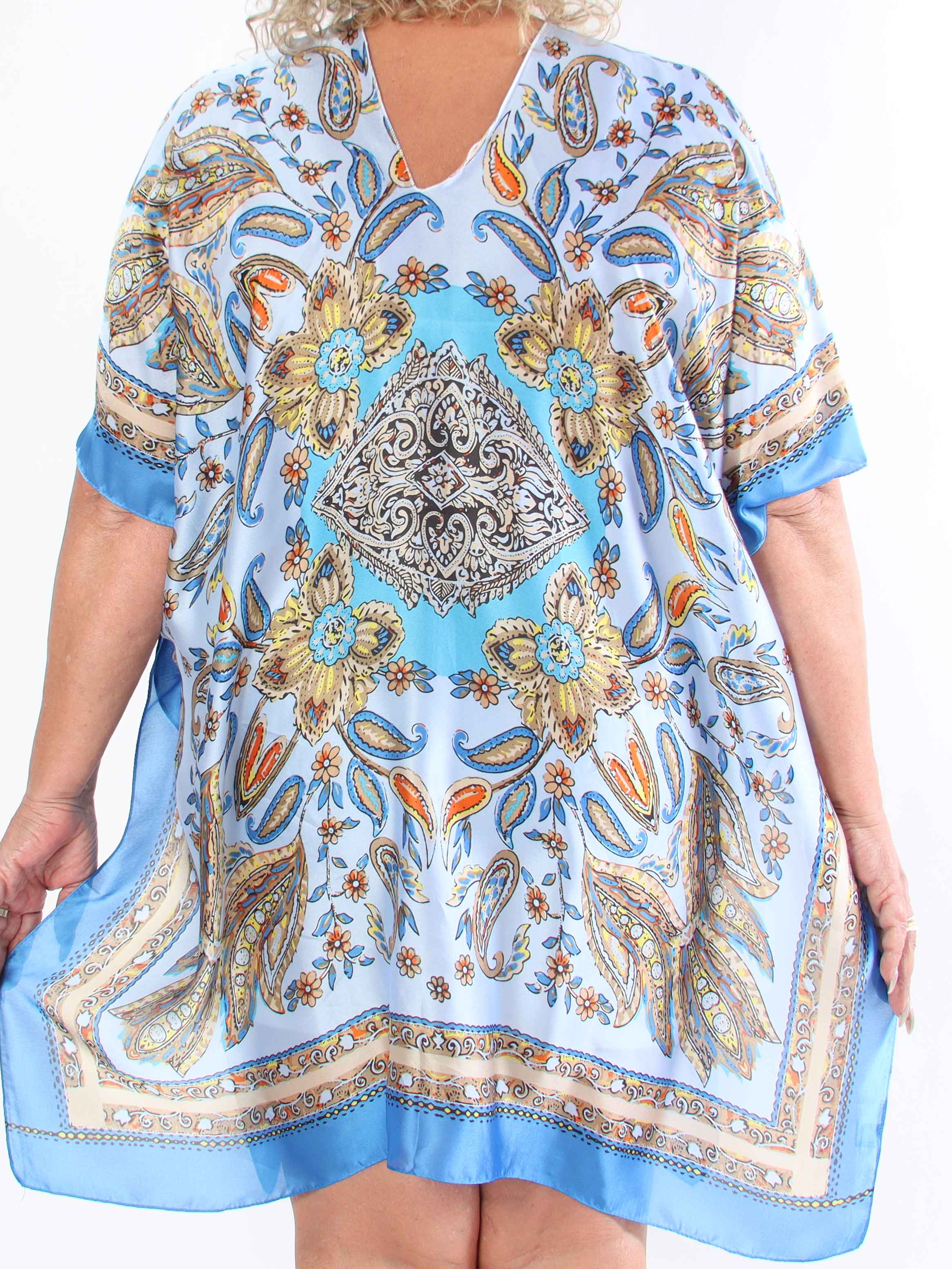 Miranda - Löst mönstrad plus size-tunika i mjuk viskos och siden